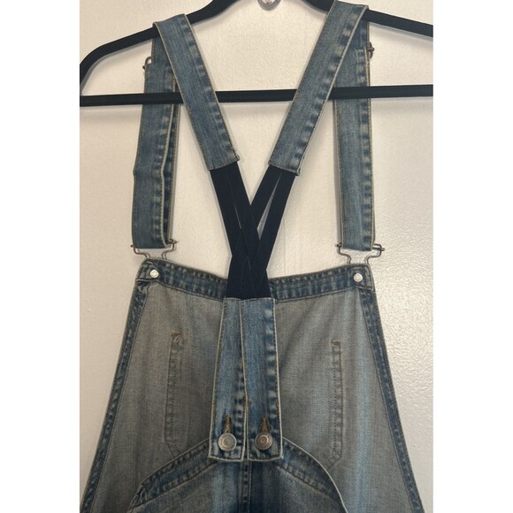 Zara Man Capri Overalls Below the knee Denim Size Large Distressed Inseam 17” - Picture 3 of 5